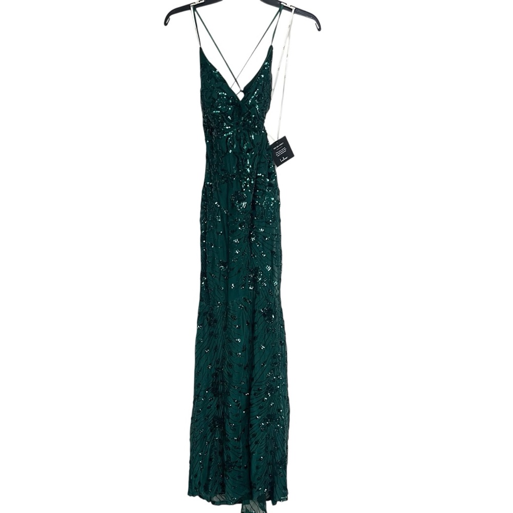 Lulu's Emerald Green Sequin Evening Gown